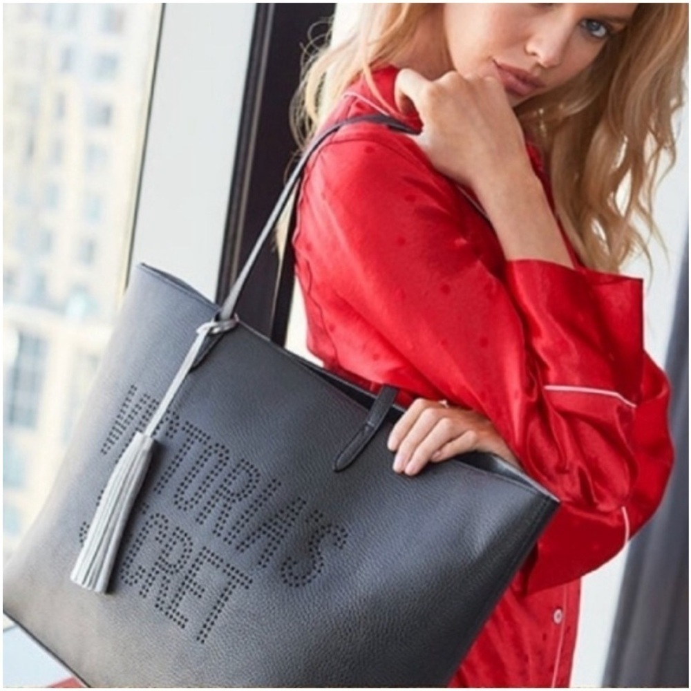 Victoria’s Secret 2019 Black Perforated Faux Leather Tote